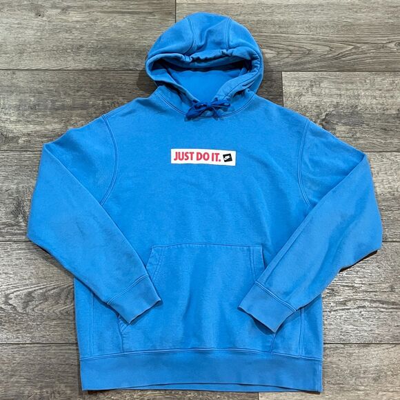 Nike JDI 'Just Do It' Fleece Pullover Hoodie - UNC Blue Men's Size Medium - Picture 1 of 5